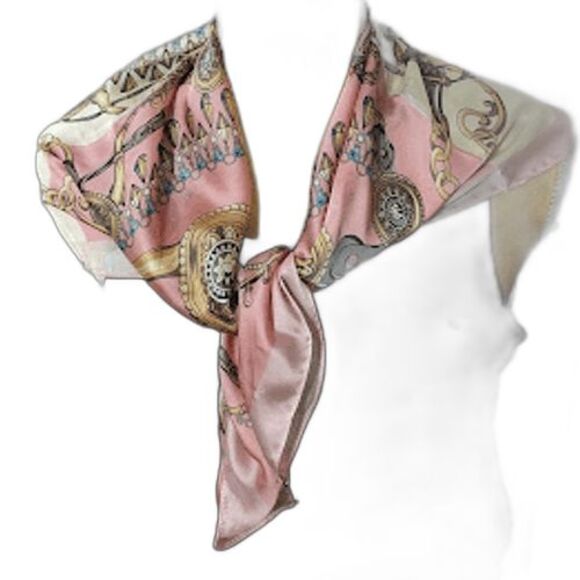 Elegant pink gold mandala design scarf 28X28 100% polyester minor flaw - Picture 2 of 4